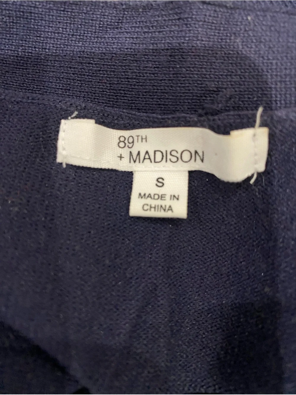 89th & Madison Navy Ruffle-Front Open Cardigan Jacket - Picture 3 of 4